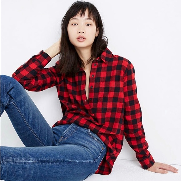 Madewell Tops - Madewell Flannel Popover Shirt in Buffalo Check